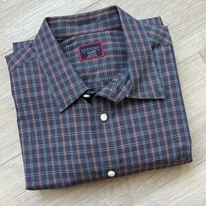 UNTUCKit Alder Wrinkle Free Navy Blue‎ Tartan Coon Button Up Men's XL
